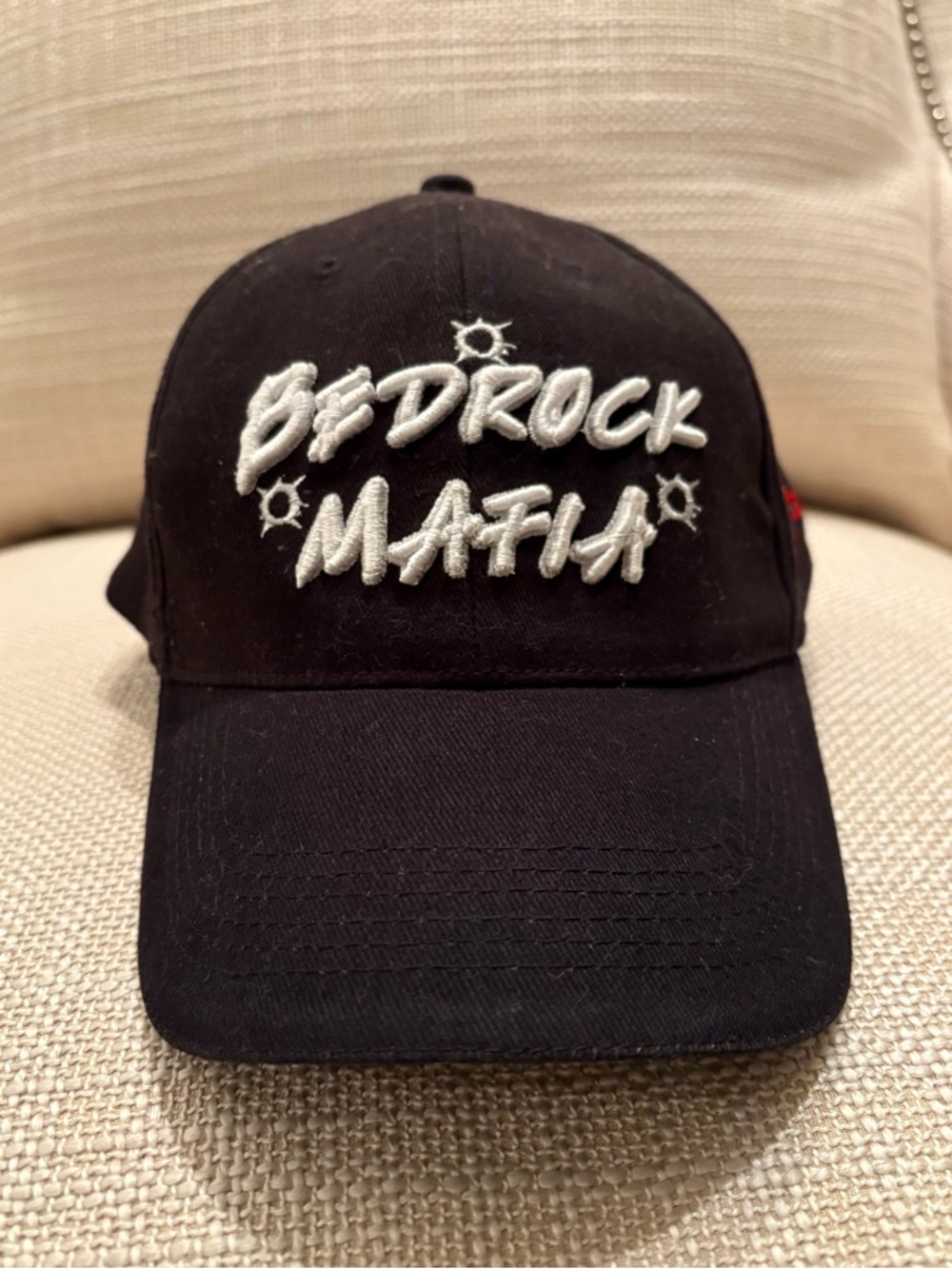 Bedrock Mafia Black Baseball Hat/White Raised  Embroidery/OSFM /Oh Those Guys